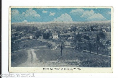 Postcard Bird's Eye View of Beckley, W.VA. Early Card Landscape Change Drastic