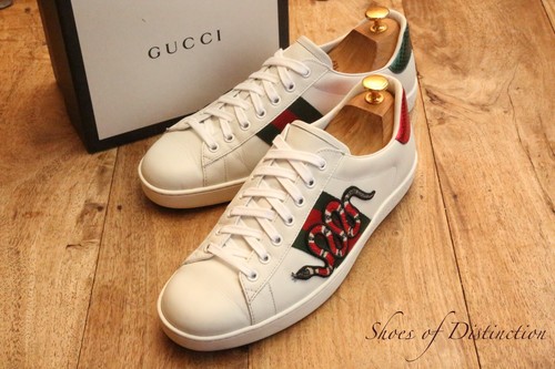 Gucci Ace GG Snake White Leather 