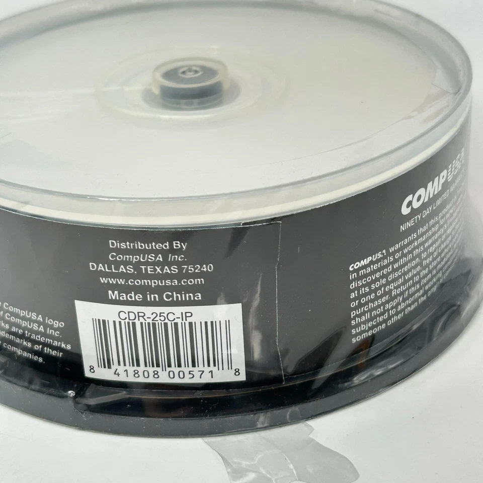 CompUSA Printable CD-R Recordable Discs 52X 80 Minutes 700MB 25 Pack NEW Sealed - Image 4 of 4