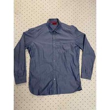 Alfani Mens Dark Blue Button Down Dress Shirt Size Large Classic Long Sleeve