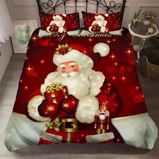 3D Merry Christmas Santa Claus Quilt Cover Set Duvet Cover Bedding Pillowcases
