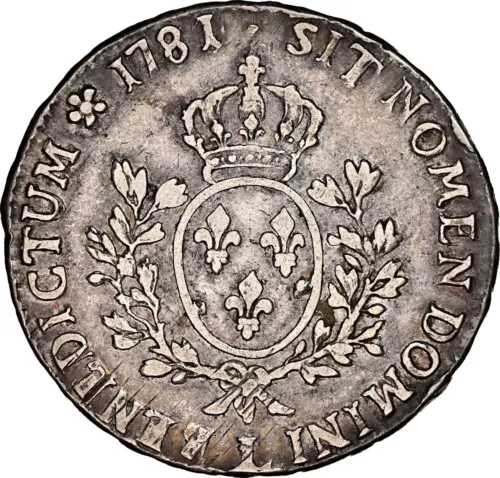 1781/0-L FRANCE LOUIS XVI SILVER ECU BAYONNE MINT KM564.9, DAV-1333, NGC VF-35