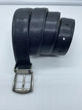 Village Leather Goods Men's Size 36 Black Leather Belt Brass Hardware Style 50