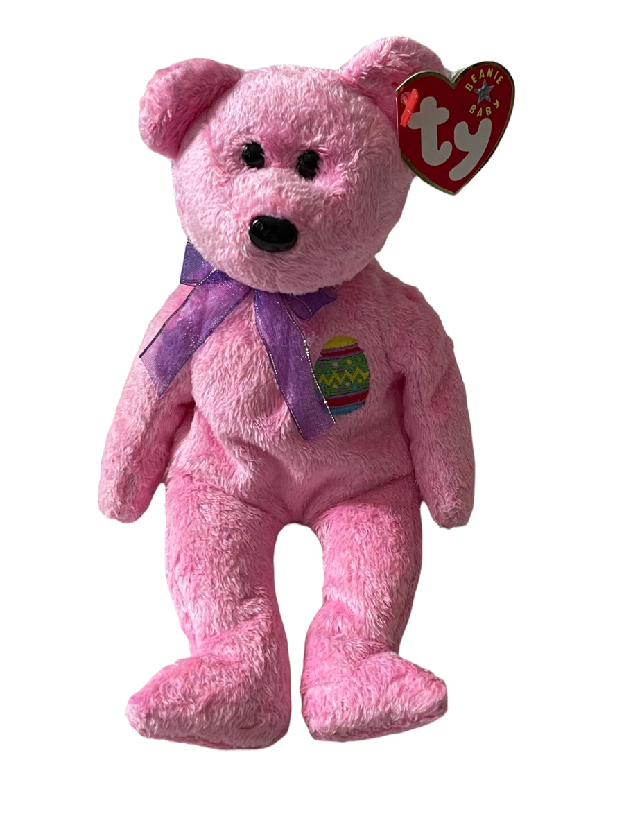 TY Beanie Babies Baby Plush Stuffed Animal Bear Eggs Pink Easter