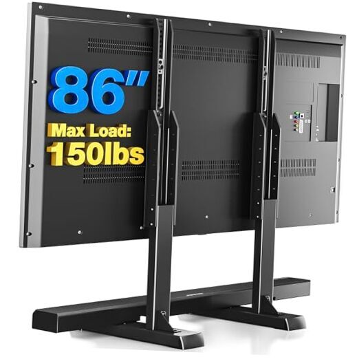 Table Top TV Stand with Height Adjustable TV Legs, TV Stands Base with Cable