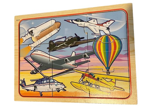 Vintage Puzzle Wood Frame Air Transportation Planes Firetruck Imperfect - Picture 2 of 16