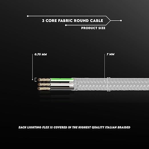 5 Meters 3 Core Black Cable Vintage Antique Braided Twisted Fabric Lighting Cable Woven Silk Flexible Wire Cord Light