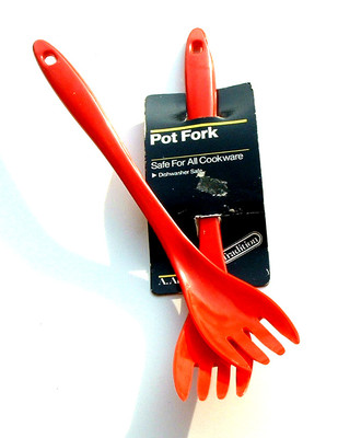 Set Of 2 Aronson Melamine Kitchen Pot Fork RED 11inch
