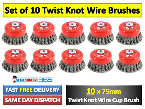 10 PIECE TWIST KNOT WIRE WHEEL CUP BRUSH SET 4.5" / 115mm ANGLE GRINDER NEW 3-8 - Picture 3 of 3