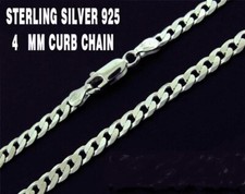 925 Sterling Silver 20" Necklace 4 MM Italian CURB chain men women FREE GIFT BOX