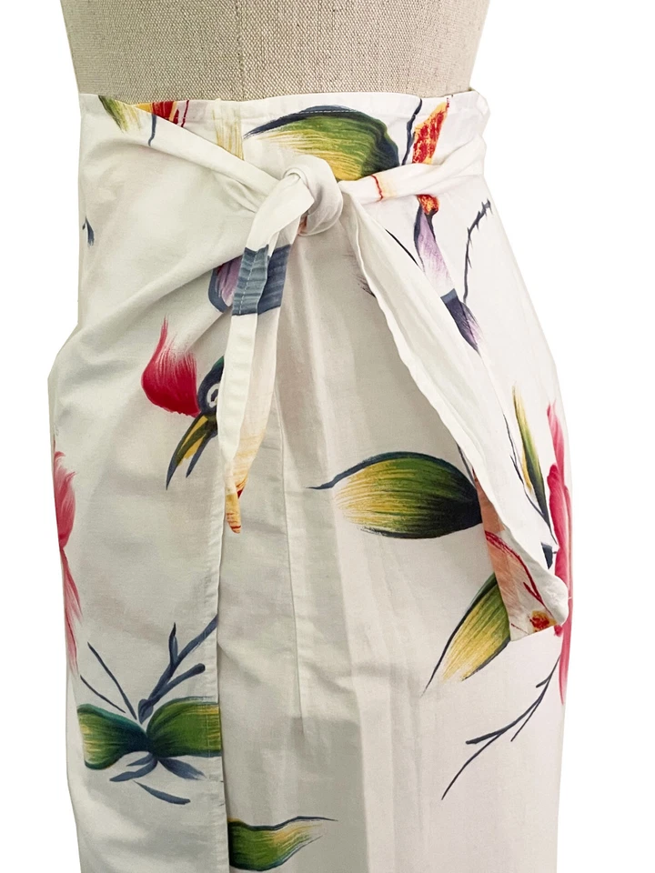 De Colección Ralph Lauren Falda Envolvente Sarong Flores Tropicales Pájaros Guitarras Algodón Estampado 6 Foto 3 de 4