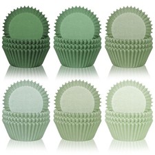 Whaline 300Pcs Sage Green Cupcake Liners Gradient Green Baking Cups Wedding S...