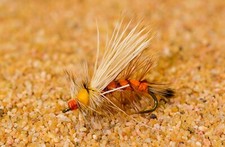 12 Moscas - Naranja Estimulador Mosca Seca Terrestre - Mostaza Firma Gancho