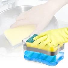 Dispenser Pump in1 2 Press USA Liquid Kitchen Countertop d Holder Sponge Soap