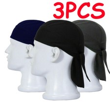 3PCS Biker Head Wrap Doo Rag Skull Caps Do Rag Motorcycle Biker Bandana for Men