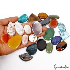 1480 Ct/23 Pc Estate Genuine Semi Precious Mix cabochon Loose Flatback Gemstones