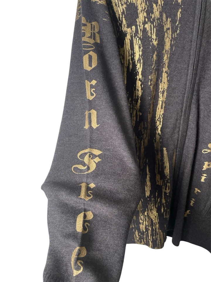 Chaqueta Suéter Ed Hardy Por Christian Audigier Cremallera Serpiente Estrás Carbón Foto 4 de 4