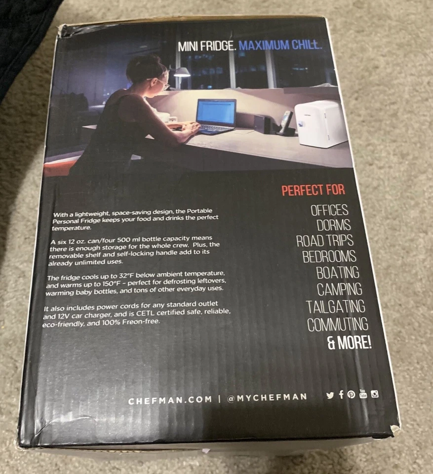 Chefman Mini Portable Compact Personal Fridge Cools & Heats - 4 Liter Capacity - Image 2 of 4