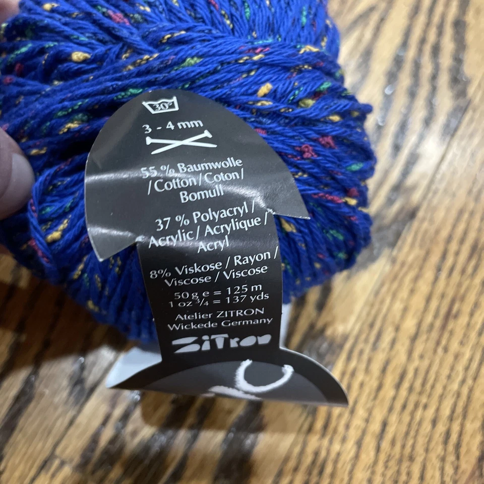 Zitron Tic Tac 50g/125m Cotton Blend Blue Multi-Colored Lot of 2 Made In Germany - Image 3 of 4