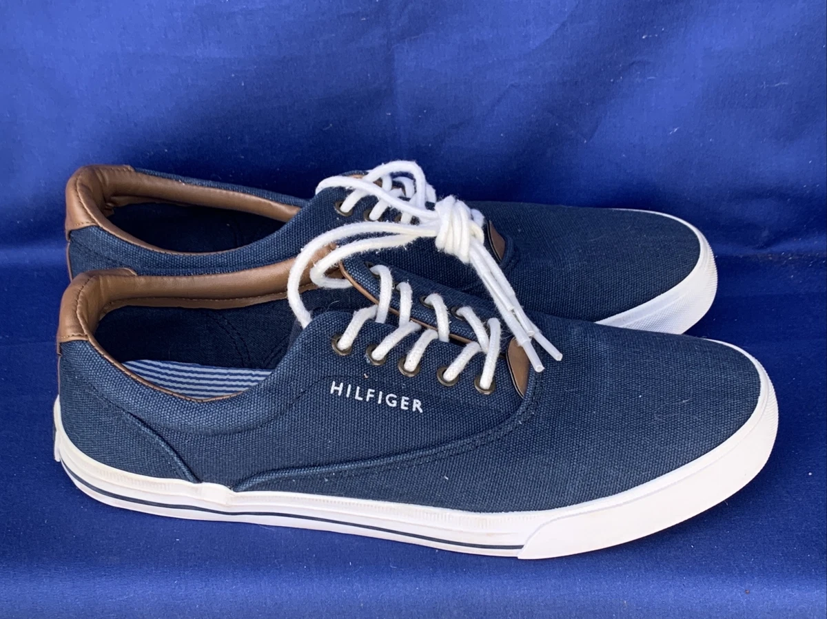 abort Efterforskning Lab TOMMY HILFIGER NY Vintage Navy Blue Canvas Sneakers Handsome Mens Sz 10  ❤️sj15m6 | eBay