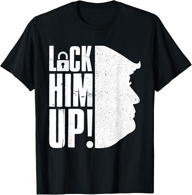Lock Him Up Democrat Anti Trump Impeach 45 Resist Resign T-Shirt Small, Black 