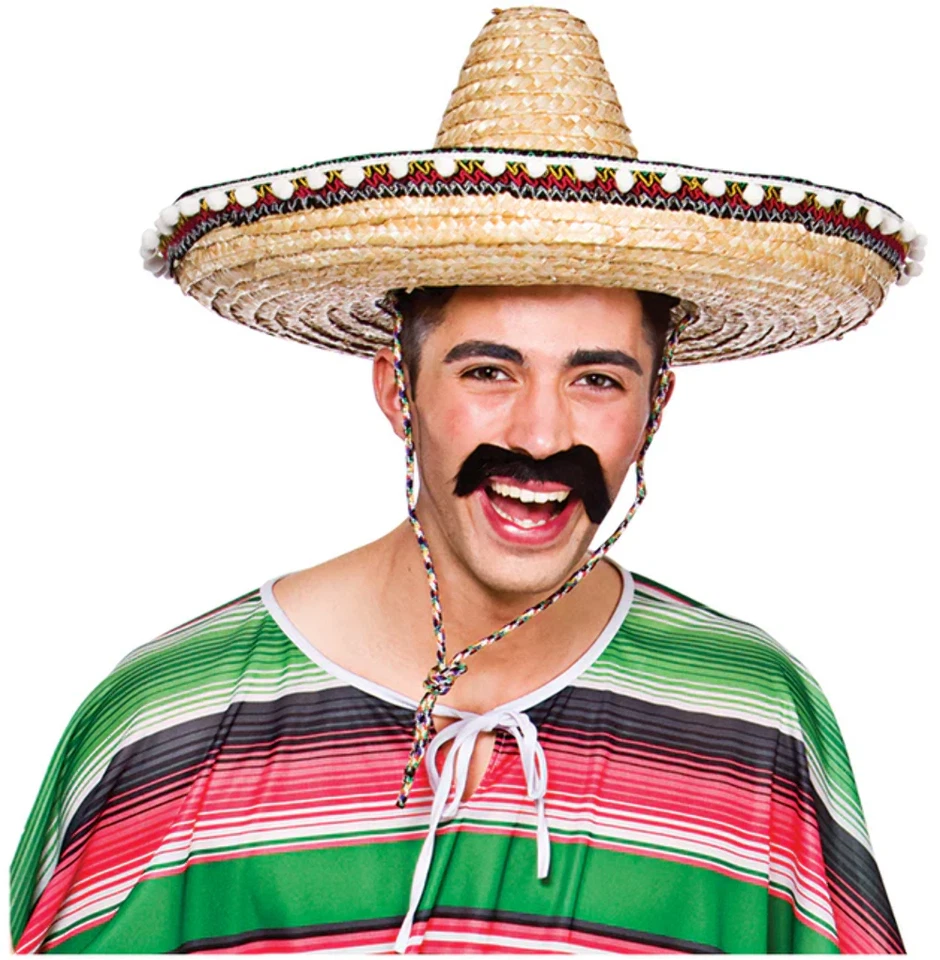 Deluxe Mexikanische Erwachsene Mexico Bandit Kostüm Hut Stroh Neu - Bild 1 von 1