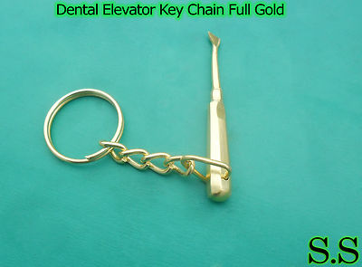 Dental Orthodontic Personalized Decorative Elevator Key Chain Full Gold