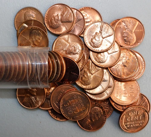 Mixed Lot 54 Lincoln Wheat Cents Coins 1c US Pennies 1953 1953 D 1953 S AU