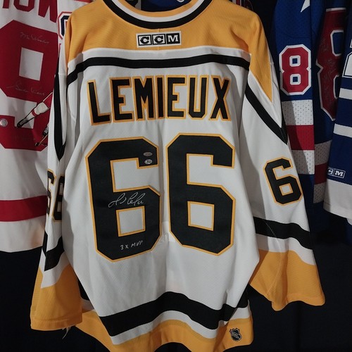 Mario Lemieux Signed 3X MVP Pittsburgh Penguins Hockey Jersey with