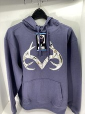 Realtree Hoodie Sweatshirt Men Size Large Gray Graphic Logo Pullover Cotton NWT