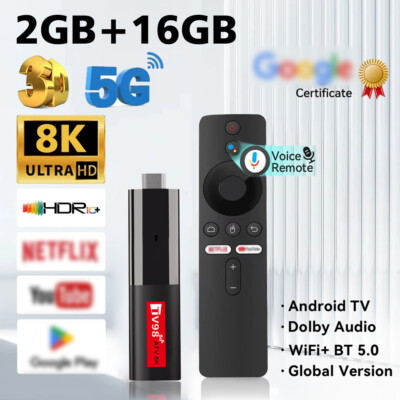 TV98 TV Stick Android 14 2.4G 5G Dual WiFi 2G+16G Smart TV Box 8K Media Player