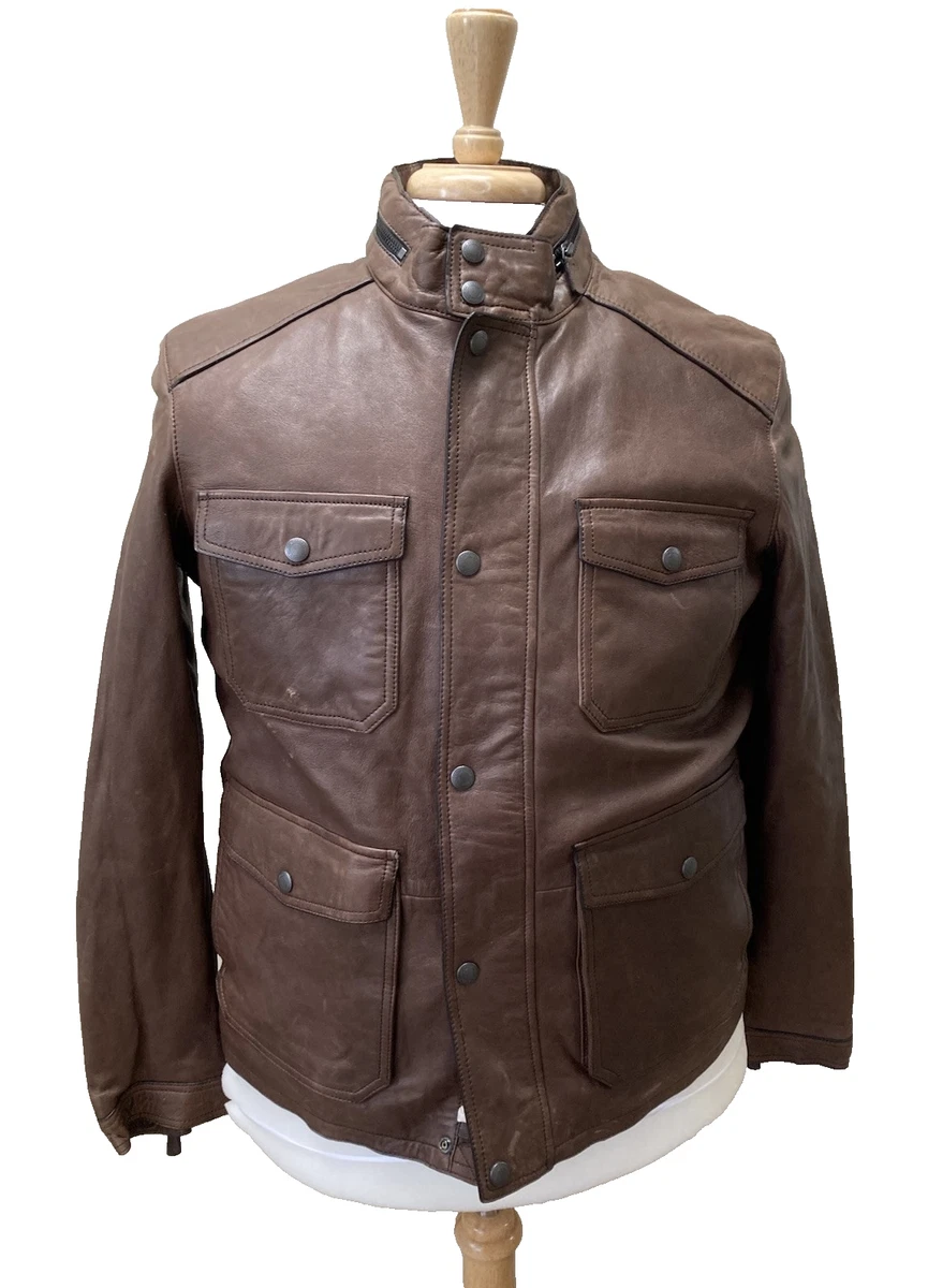 Coach Leather Jacket, Men's Harrison Leather Coat Zip/Button