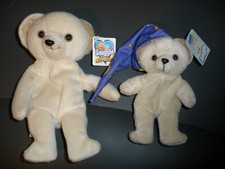 Lot of 2 Vintage Snuggle Bear Plush Bean Bear 7" Teeny bean Bear 5" SU74A