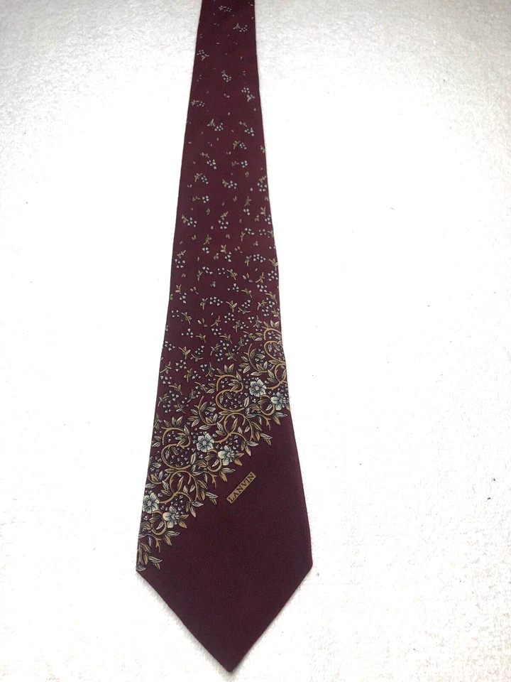 LANVIN CORBATA HOMBRE BORGOÑA CON MARRÓN Y DORADO 3,5 X 55 Foto 2 de 4