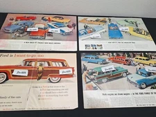 4 Vintage 1956 FORD ADS Original Print Ad Literature