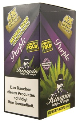 1 x Box = 100 Wraps Kingpin  Hemp Wraps PURPLE aromatisiert aus Hanf 
