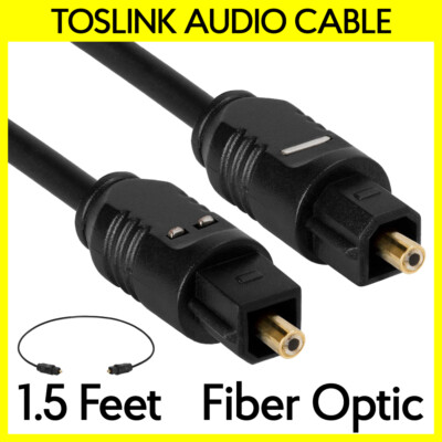 Toslink Optical Cable 1.5 Feet Optic Fiber Audio Cord SPDIF Male to Male Cable