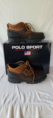 Polo Sport Ralph Lauren Mens AAM15390 Leather Brown Duck Ankle Boots Size 11.5 - Afbeelding 1 van 7