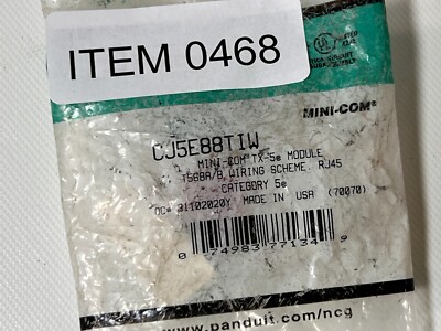 Panduit Cat 5e UTP RJ45 CJ5E88TIW Telecom & Ethernet Connector. QTY 1