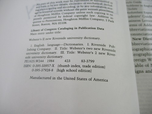 Webster's New Riverside University Dictionary by Noah Webster (1984, Hardcover) - Picture 10 of 13