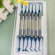 6Pcs Dental Composite Resin Filling Instrument Spatula Titanium Plated Head Kits