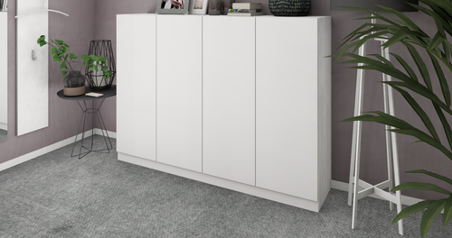 Schuhschrank 4 Türen Kommode Regal Ordnungssystem Modern Weiß Hochglanz VAASA - Bild 10 von 20