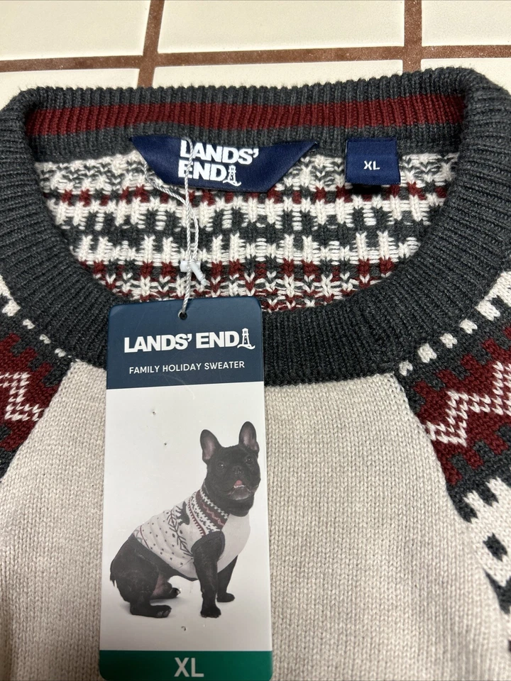 Lands' End Animal Dog Shirt Family Holiday Sweater Size XL Nwt - Imagem 4 de 4