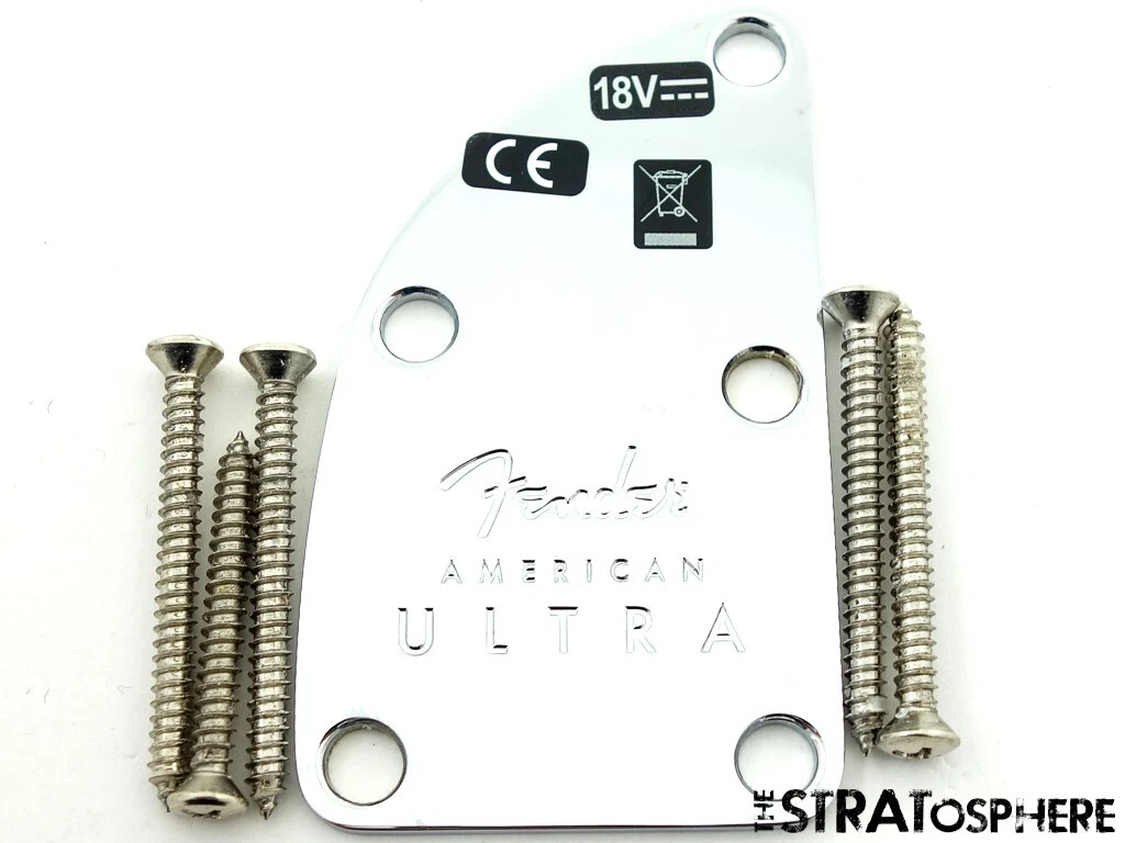USA Fender Ultra Jazz Bass Contour NECK PLATE American Chrome