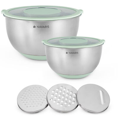 2X Bol INOX avec Couvercle 2X saladier en Acier Inoxydable