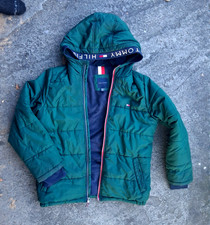 VTG Tommy Hilfiger Hooded Puffer Winter Jacket Coat Boys Large 14 16 Green