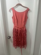 Antonio Melani Summery Coral Linen Blend Cocktail Dress, Size 2