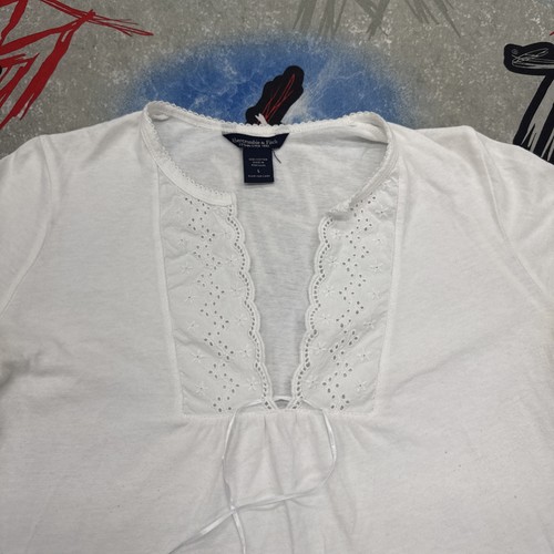 Abercrombie & Fitch Floral Lace Tie Women's L Blouse - Afbeelding 4 van 7