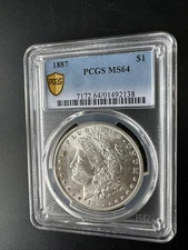 1887 Philadelphia Morgan Silver, PCGS MS64, Newly Re-capsulted