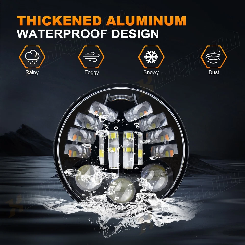 Faro LED redondo de 5,75" pulgadas 5-3/4 alto/bajo sellado para camión Volvo VHD 2001-2019 Foto 3 de 4